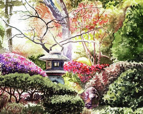 Japanese Garden In The Spring Painting By Irina Sztukowski Fine Art