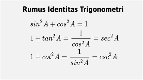 Rumus Identitas Trigonometri Lengkap Contoh Soal Dan Pembahasan My