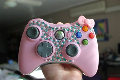 Soft Pink Xbox Controller With Hello Kitty Bow And Bling So Stinkin