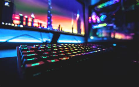Free Download Black Rgb Gaming Keyboard Colorful Neon Computer