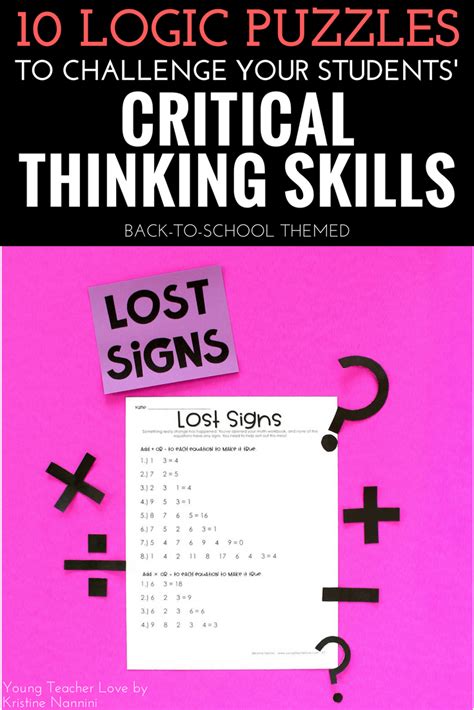 On this page, you will find dozens of different logic puzzles in over a dozen different categories, including general logic printables in both two and three dimensions, decimals, and measurement. How to Sharpen Your Students' Critical Thinking Skills ...