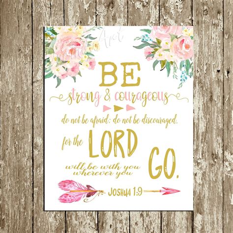 Be Strong And Courageous Floral Baby Girl Nursery Flowers Etsy