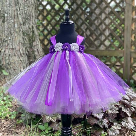 Purple And Silver Flower Princess Dress Tutu Dress Baby Tutu Etsy