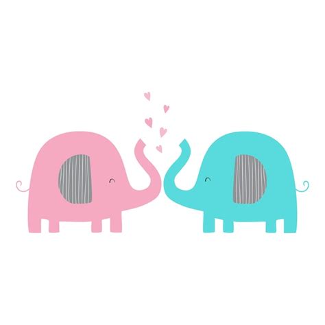 Premium Vector Elephants In Love Elephants With Hearts Cute Vector