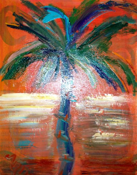 An Orange And Green Palm Tree Painting Georgia Artist Palm Trees