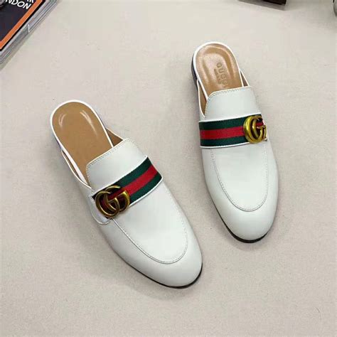 Gucci Women Leather Loafer With Gg Web White Lulux