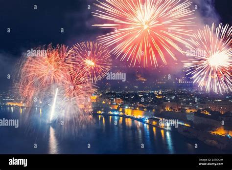 Malta Feuerwerk Festival In Valletta Konzeptfahrt Luftbild