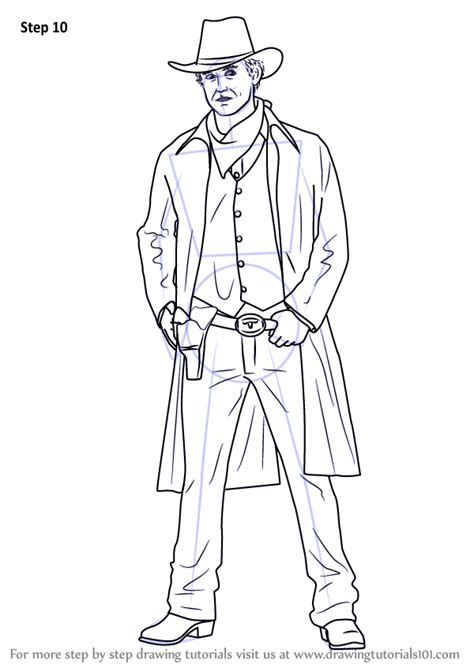 Learn How to Draw a Cowboy (Cowboys) Step by Step : Drawing Tutorials