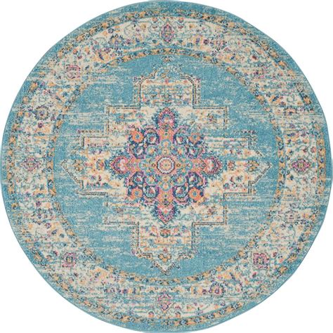 This off white rug has a light backing. Nourison Passion Light Blue 4 ft. x Round Area Rug-477576 ...