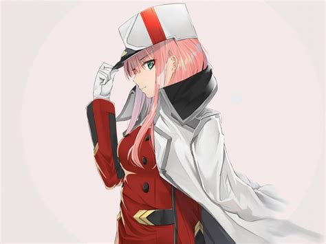 Desktop Wallpaper Red Uniform Zero Two Anime Girl Hd