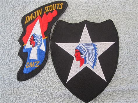 2 Sets Us Army Korea Imjin Scouts Chief Patch And 2nd Infantry Chief