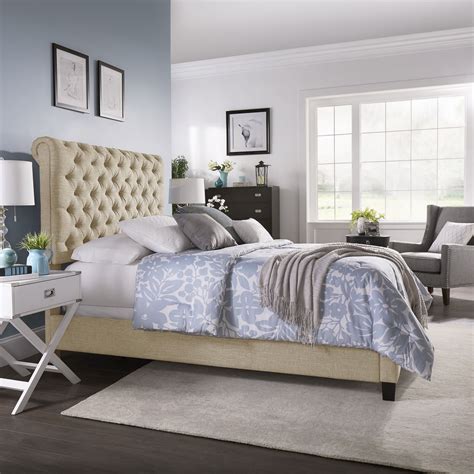 Keven Adjustable Tufted Roll Top Queen Bed By Inspire Q Classic Bed
