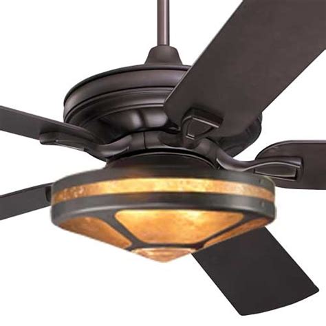 The fixtures look traditional with their thick faming and flowing, curvy designs. Craftsman Fan Amber Mica Glenaire Light