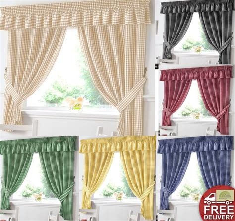 4.7 out of 5 stars with 125 ratings. Gingham Kitchen Window Curtains OR Matching Pelmet ...