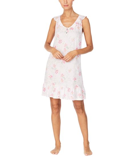 Lauren By Ralph Lauren Cotton Floral Short Nightgown In Pink Lyst