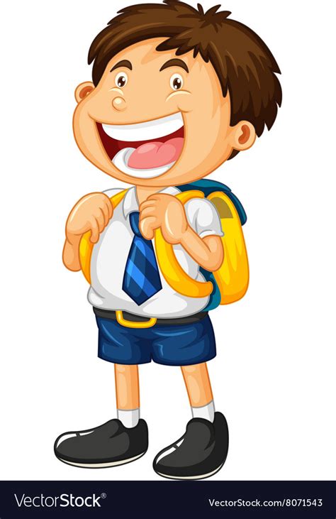 Happy Boy In School Uniform Royalty Free Vector Image
