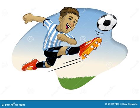 Funny Cartoon Football Player Kicking The Ball Stock Vector