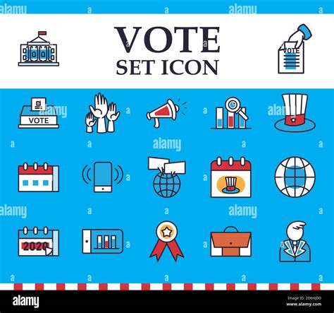 Vote Line And Fill Style Icon Collection Design President Election