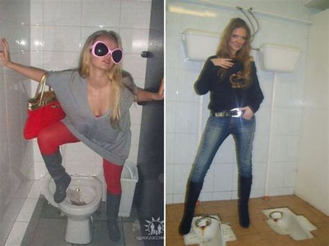 Russians Posing In Toilets