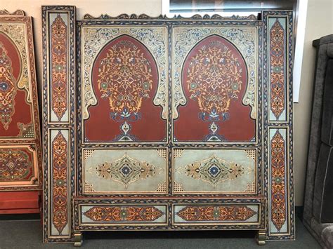 Moroccan bed frame wall mounted microwave with queen size headboards bedroom and beige porcelain tile flooring colored moroccan style bed frames. Custom Monumental Moroccan Queen Bed Frame and Nightstands ...