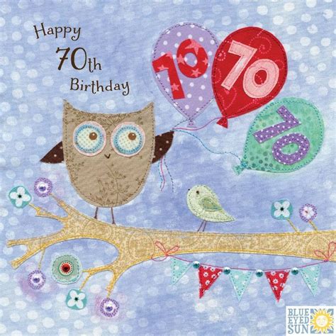 Owl And Balloons 70th Birthday Card Karenza Paperie