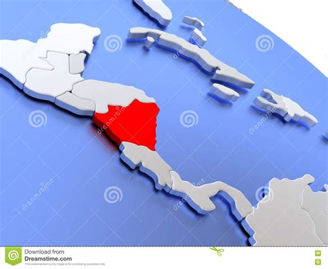 Nicaragua En Mapa Del Mundo Stock De Ilustración Ilustración De