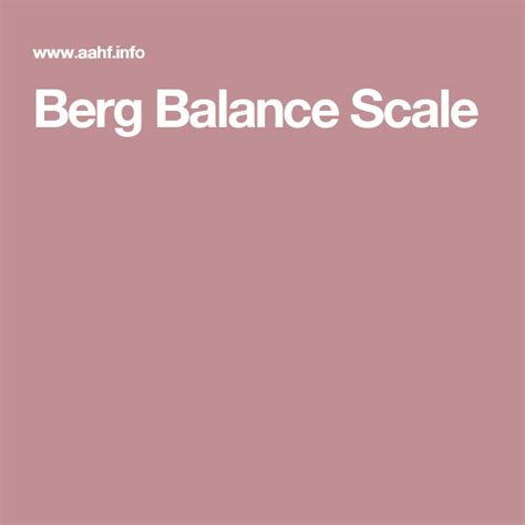 Berg Balance Scale Brassiere Scale Berg