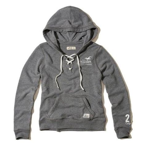 Hollister Lace Up Graphic Hoodie Liked On Polyvore Featuring Tops