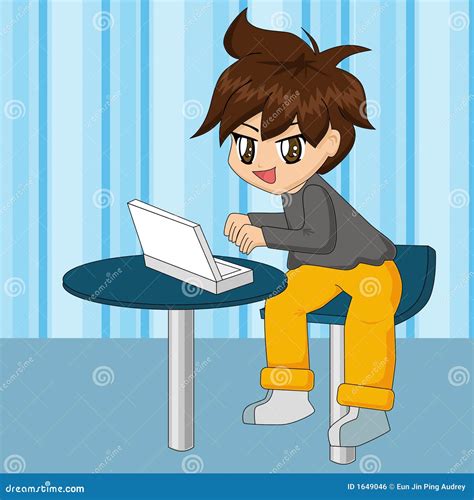 Cartoon Boy Using Laptop Royalty Free Stock Image Image 1649046