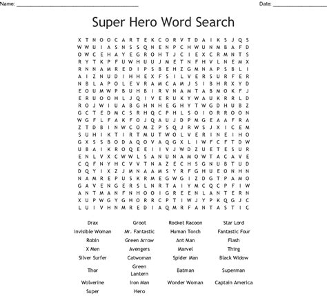 Free Printable Superhero Word Search Word Search Printable