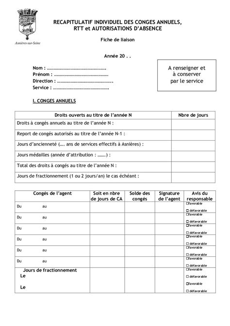 Horaire de travail / horaires de travail. recapitulatif individuel des conges par José - Fichier PDF