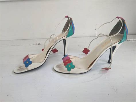 70s White Summer Heels Shoes Vintage 10 9 Fayva Etsy Vintage Shoes