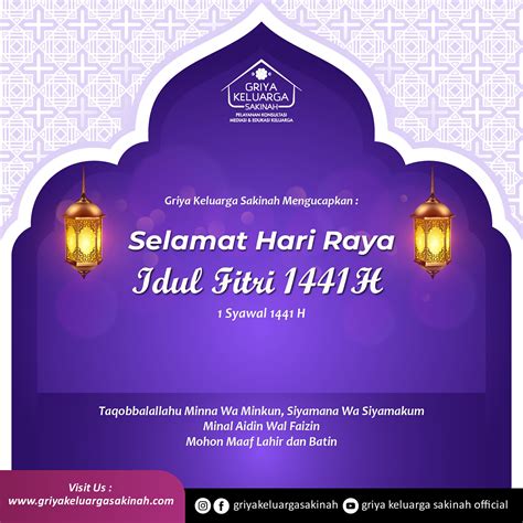 Semoga rahmat dan kebahagiaan selalu bersama anda dan keluarga. Selamat Hari Raya Idul Fitri 1441 H - Griya Keluarga Sakinah