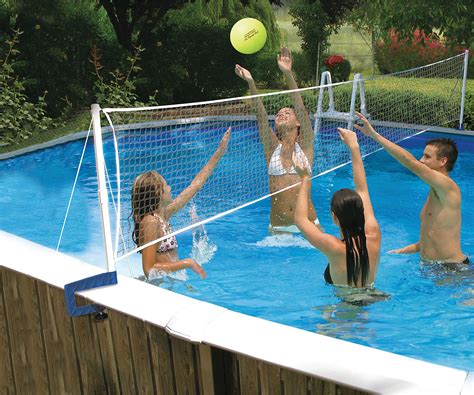 Poolmaster 72786 Above Ground Pool Water Volleyball And Badminton Pool Game With Bracket Mounts