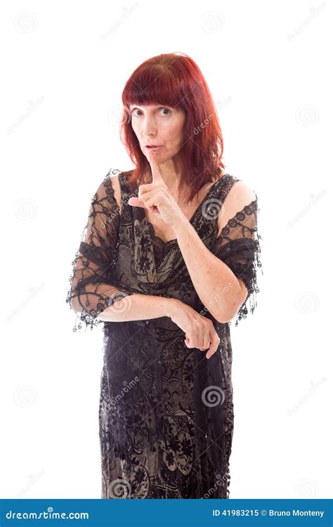 Mature Woman With A Finger On Lips Stock Image Image Of Silence Adult 41983215