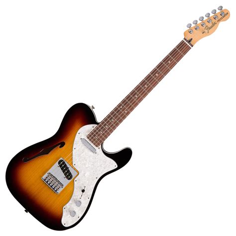 Fender Deluxe Telecaster Thinline Electric Guitar 3 Tone Sunburst At