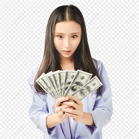 The Young Girl Was Surprised With Her Money In Her Hand Png Picture And Clipart Image For Free