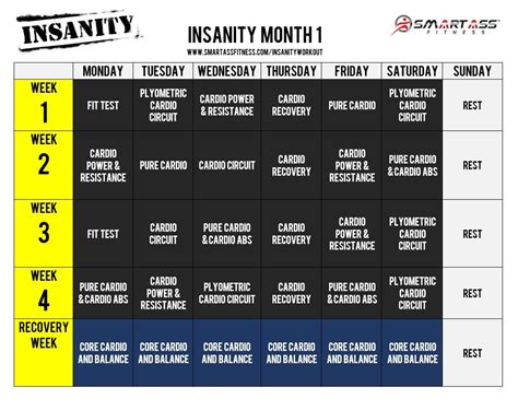 Pin On Insanity Workout Calendar