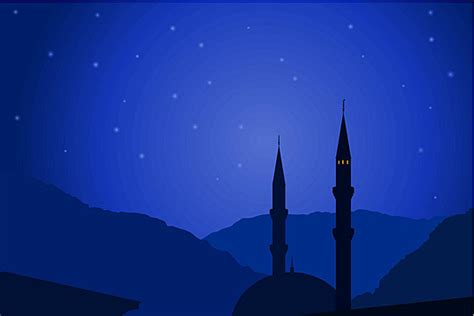 Silhouetted Mosque In A Vector Illustration Of Arabian Night Scene