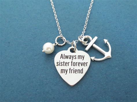 Always My Sister Forever My Friend Marine Anchor White Pearl