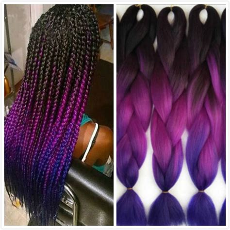 Purple Braiding Hair Ombre Two Tone High Temperature Fiber Expression Braiding Hair 100gpcs