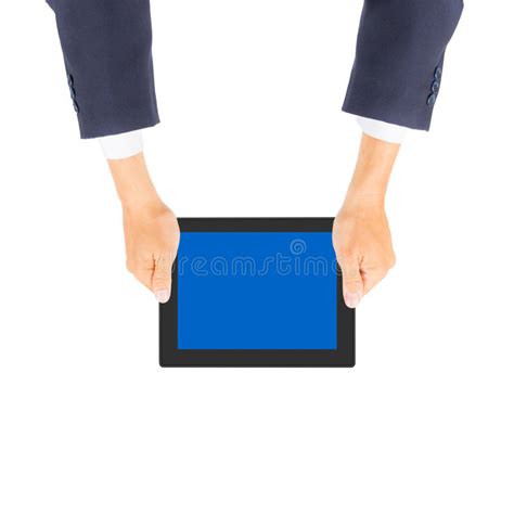 Business Man Hand Holding Tablet Pc Stock Photo Image Of Isolated