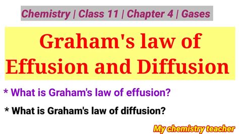 Grahams Law Of Effusion And Diffusion Explain Grahams Law Of Effusion And Diffusion Of Gases