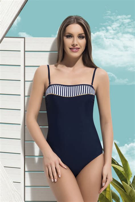 Navy And White Stripe One Piece Swimsuit Nbb Lingerie