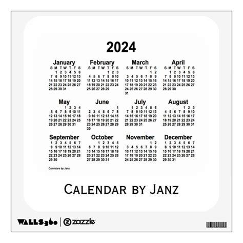 2024 White Calendar By Janz Wall Decal