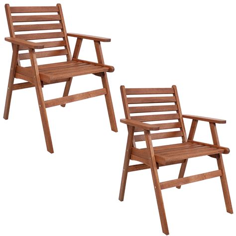 Buy Sunnydaze Meranti Wood Outdoor Dining Arm Chair With Teak Oil