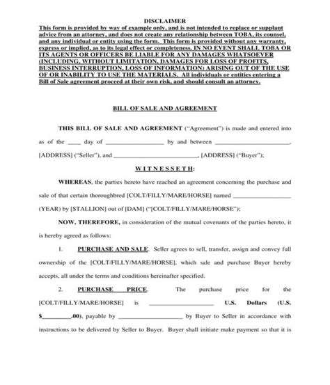 Free 6 Horse Bill Of Sale Forms In Pdf Ms Word