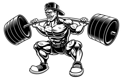 Vector Illustration Of Bodybuilder Doing Squats With Barbell 539486
