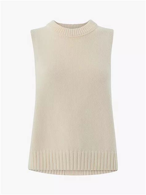 Whistles Indie Rib Detail Knit Tank Top Ivory At John Lewis And Partners