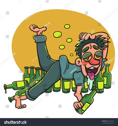 Cartoon Happy Drunk Man Lying On Image Vectorielle De Stock Libre De